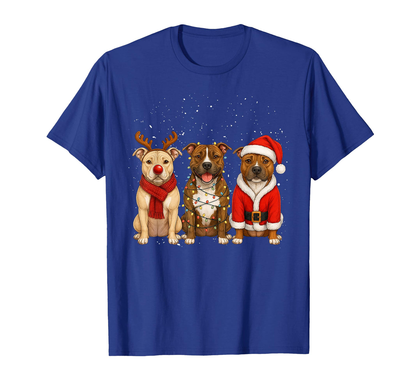 Pitbull Christmas Reindeer Xmas Santa Pittie Dog mom Kids T-Shirt