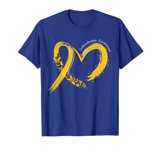 Endometriosis Awareness Heart Yellow Ribbon Endo Support T-Shirt