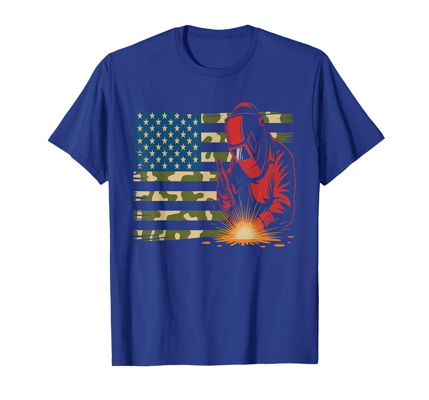 Welder Camo USA Flag T-Shirt - Patriotic Welding T-Shirt