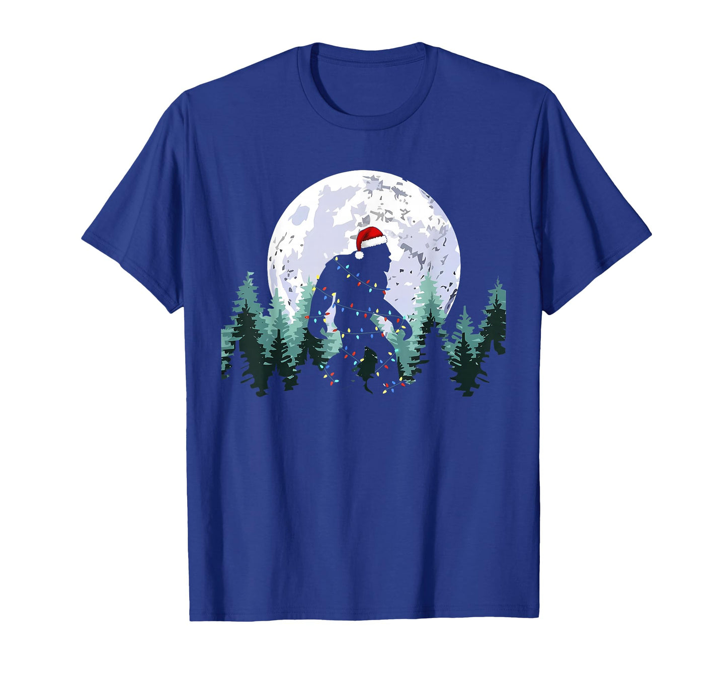 Christmas Bigfoot Sasquatch Tree Lights Funny Xmas Men Boys T-Shirt
