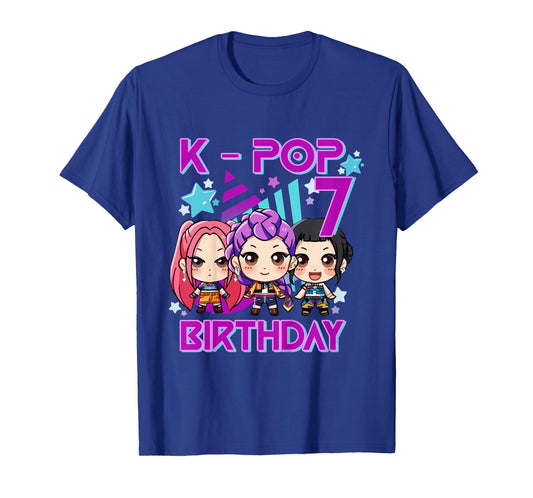 It's My 7th Birthday Cute Chibi Kpop Funny 7th Birthday Girl T-Shirt