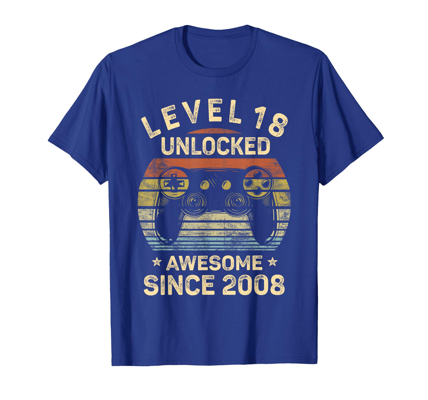 Level 18 Unlocked Awesome Since 2008 18th Birthday Gaming T-Shirt