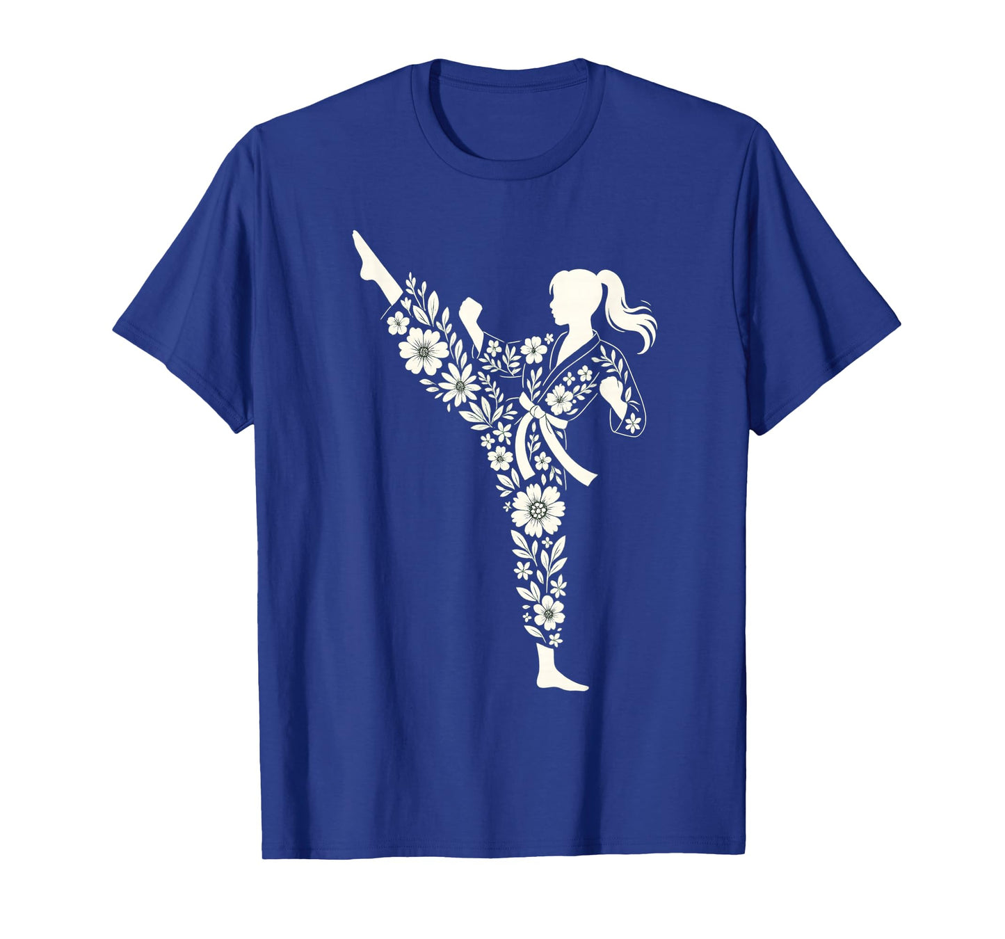 Taekwondo Girl Floral Martial Arts Kids Women Girls Karate T-Shirt