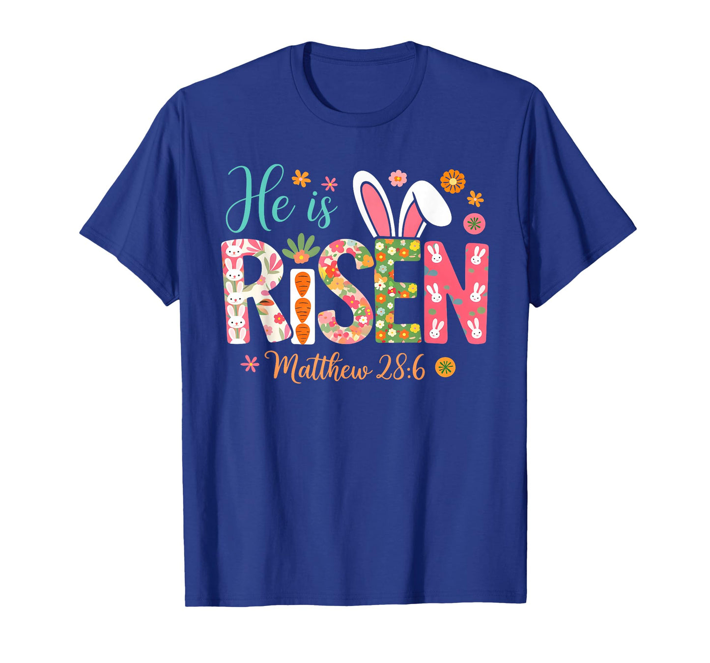 Retro Easter Cross He is Risen Jesus Christian Womens Kids T-Shirt