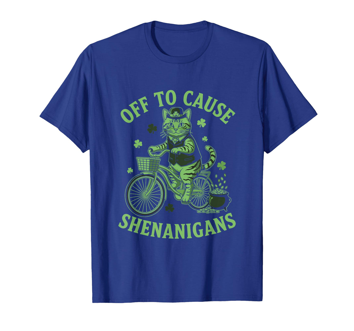 Off to Cause Shenanigans Tabby Cat St Patricks Day T-Shirt