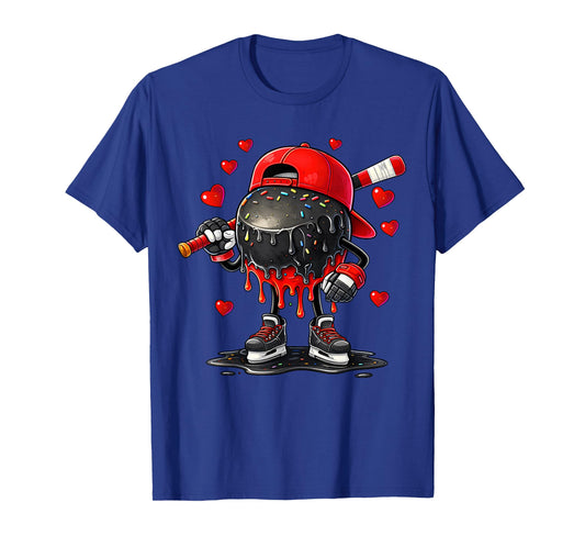Valentine Hockey Heart Drip Sport Love Valentines Day Boys T-Shirt