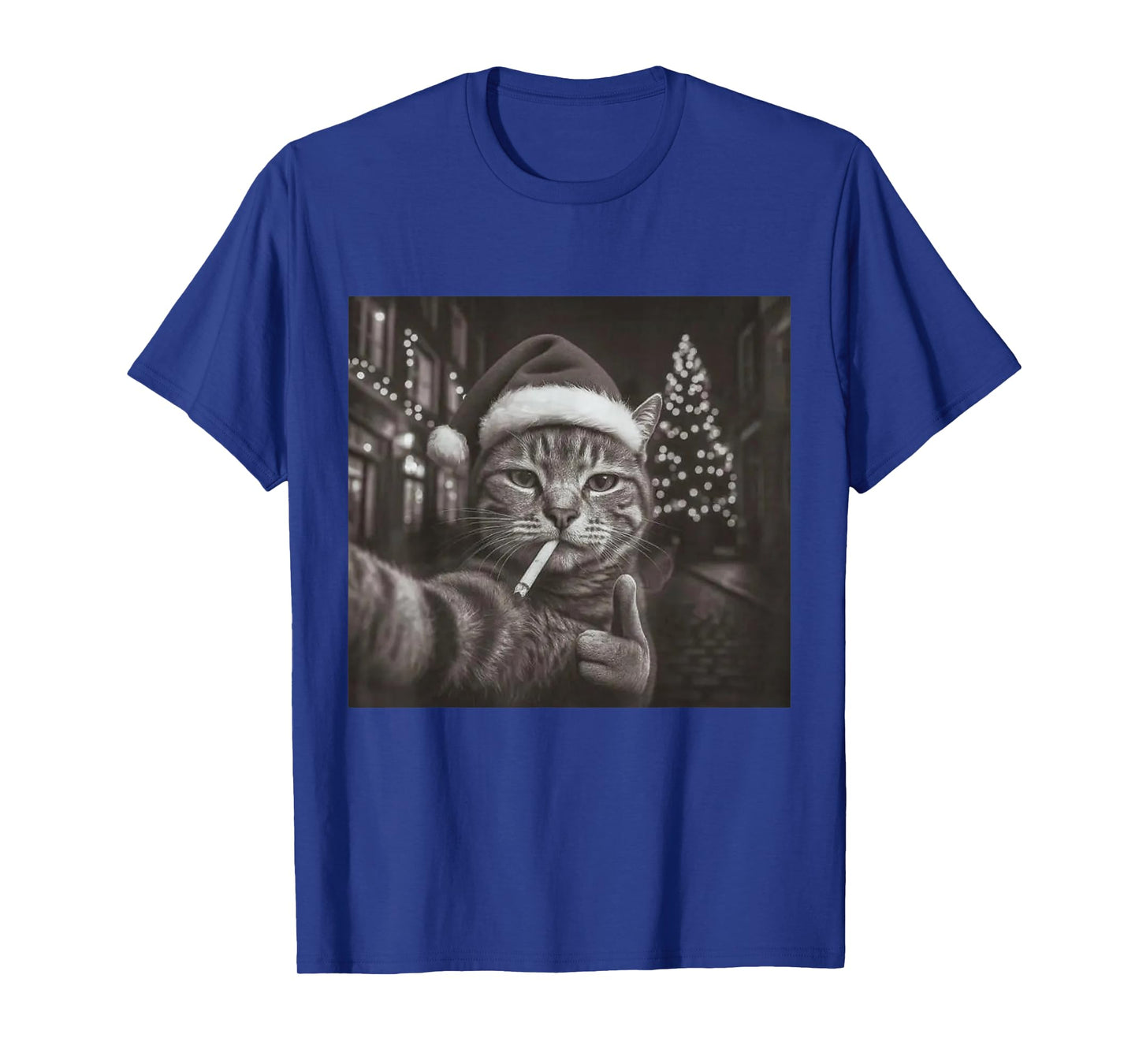 Christmas Smoking Cat Meme Funny Cigarette Cat Animal Lovers T-Shirt