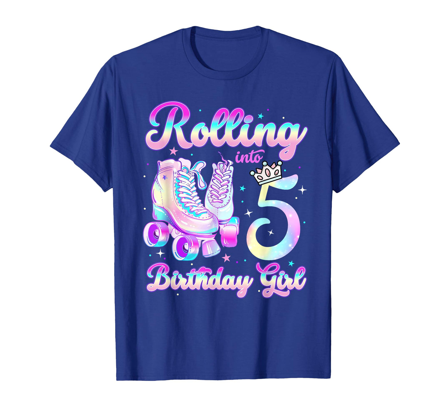 Kids Rolling Into 5 Roller Skating 5th Birthday Girls Party T-Shirt