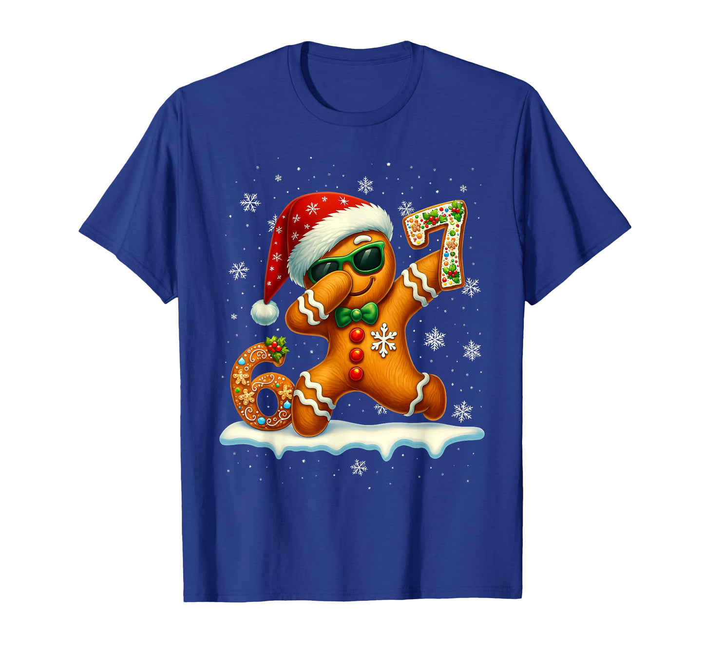 Funny Gingerbread Six Seven 67 Ice Cream Drip Christmas Boys T-Shirt