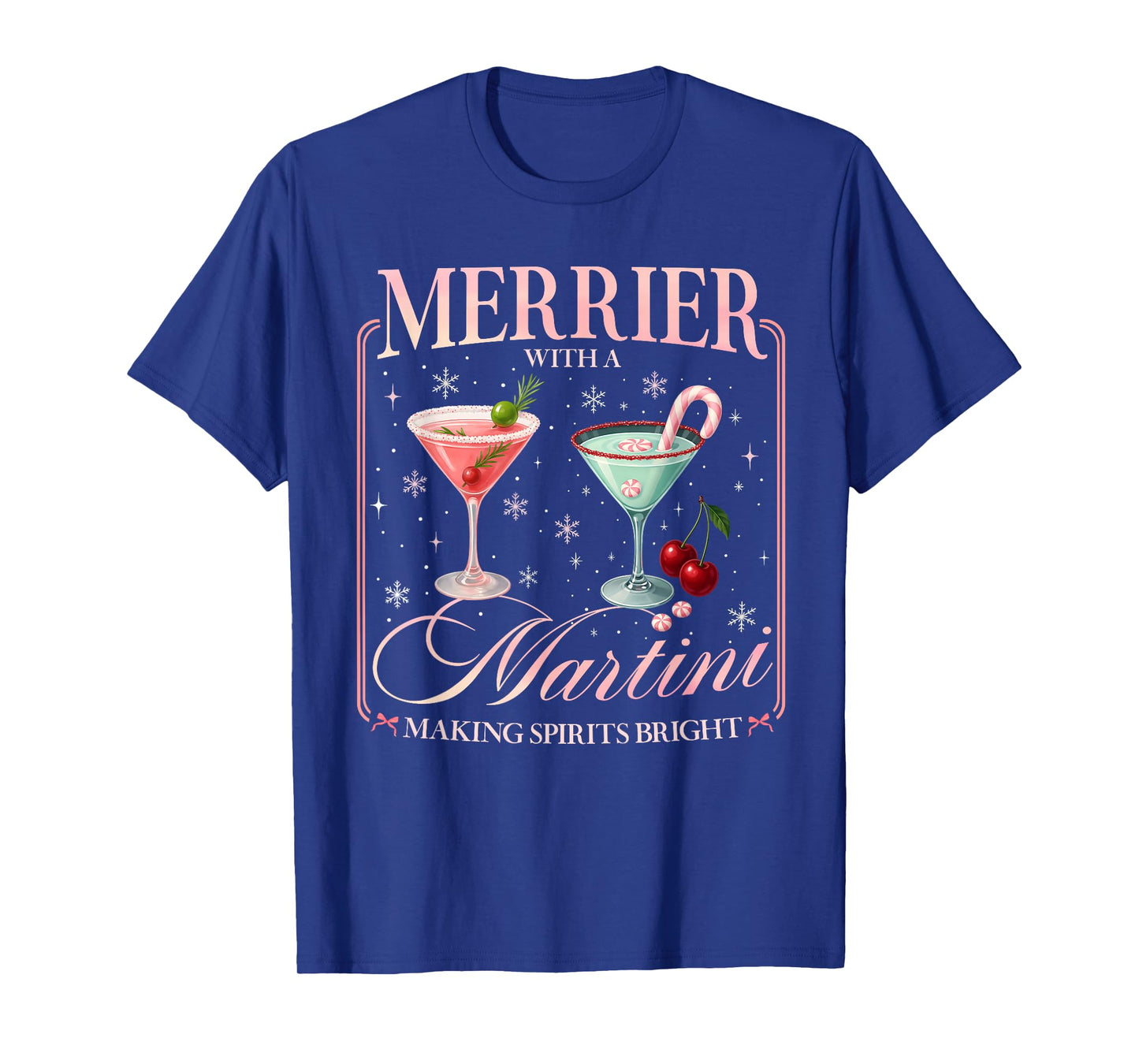 Funny Merrier with A Martini Bachelorette Merry Christmas T-Shirt