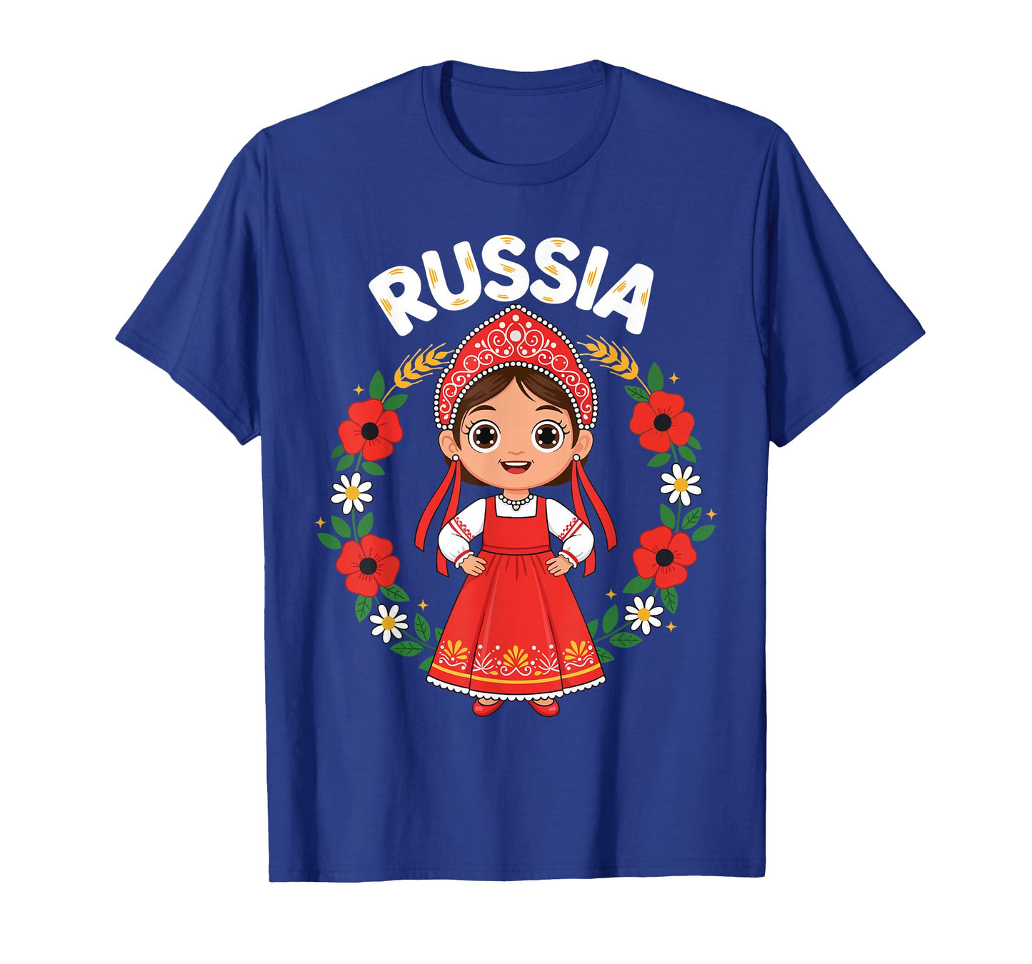 Russia Russian Girl Traditional Dress Heritage Flowers T-Shirt