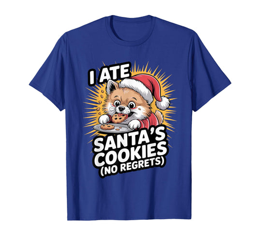 I Ate Santas Cookies Xmas Puppy Funny Christmas Pomeranian T-Shirt