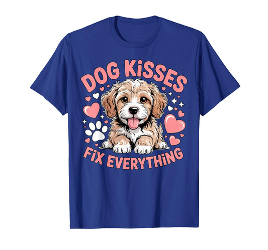 Dog Kisses Fix Everything Cute Puppy Hearts Paws T-Shirt