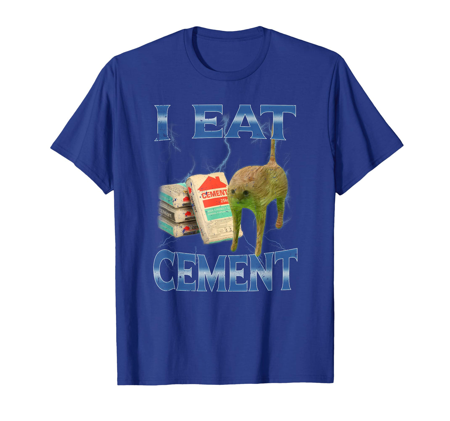 I Eat Cement Bag Cursed Cat Meme Brainrot T-Shirt
