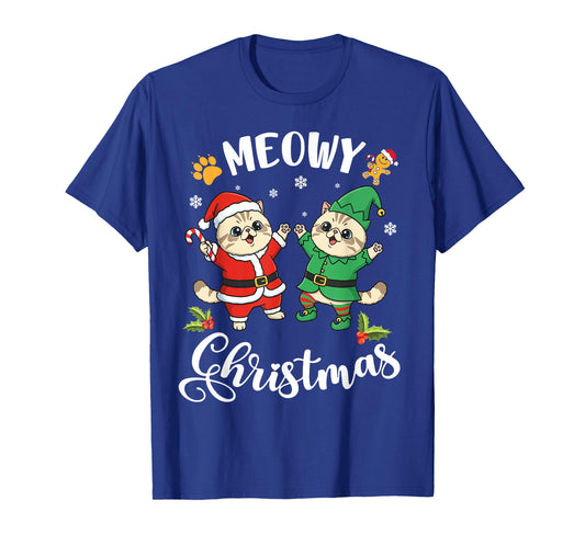 Exotic Shorthair Cats Dancing Together Meowy Christmas Day T-Shirt