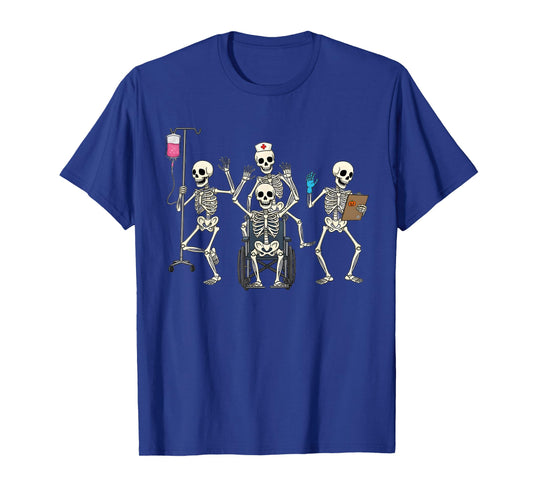 Funny Halloween Nurse Skeletons Healthcare CNA Medical Crew T-Shirt