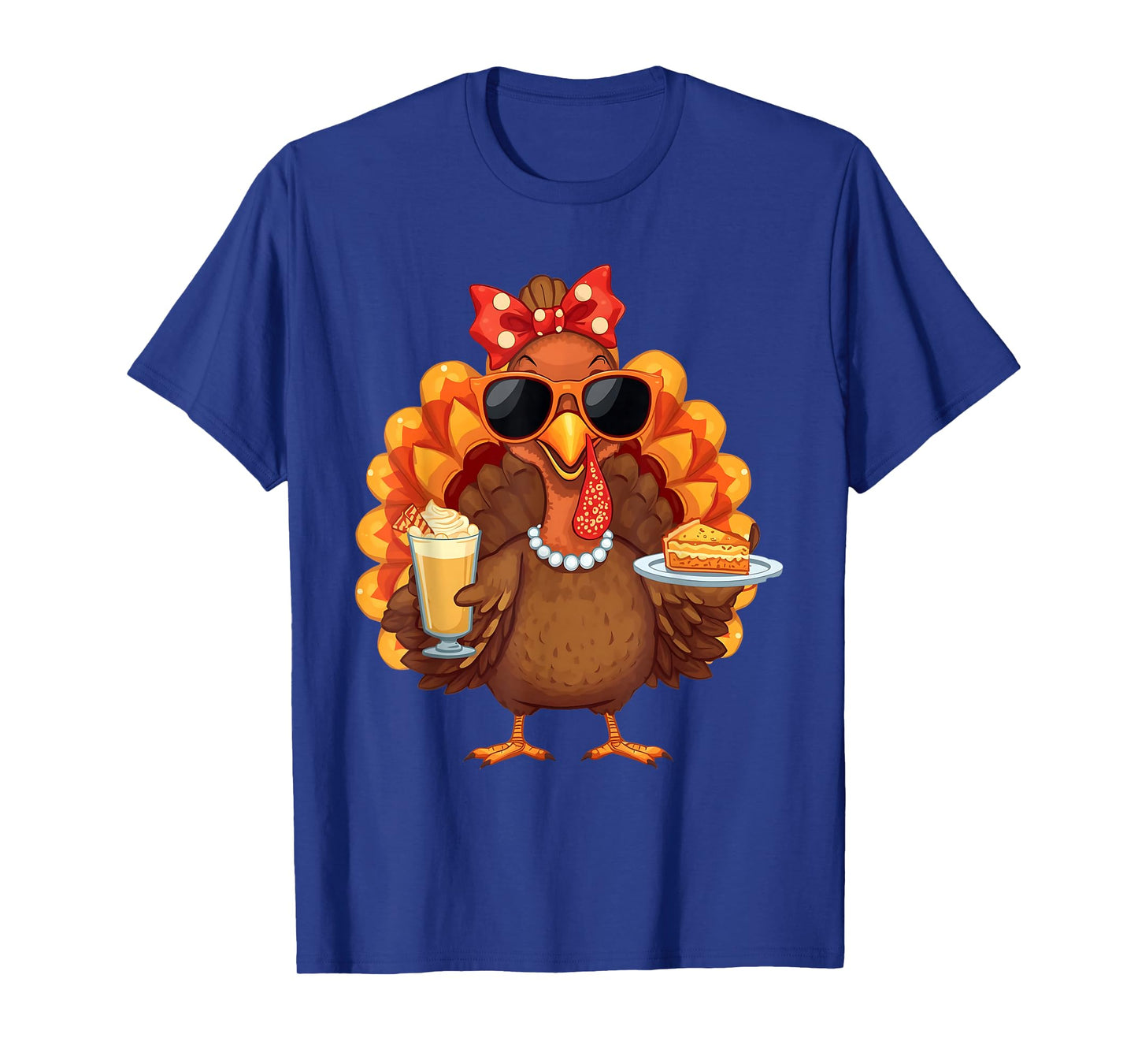 Turkey Drinking Coffee Thanksgiving Womens Girls Turkey Day T-Shirt