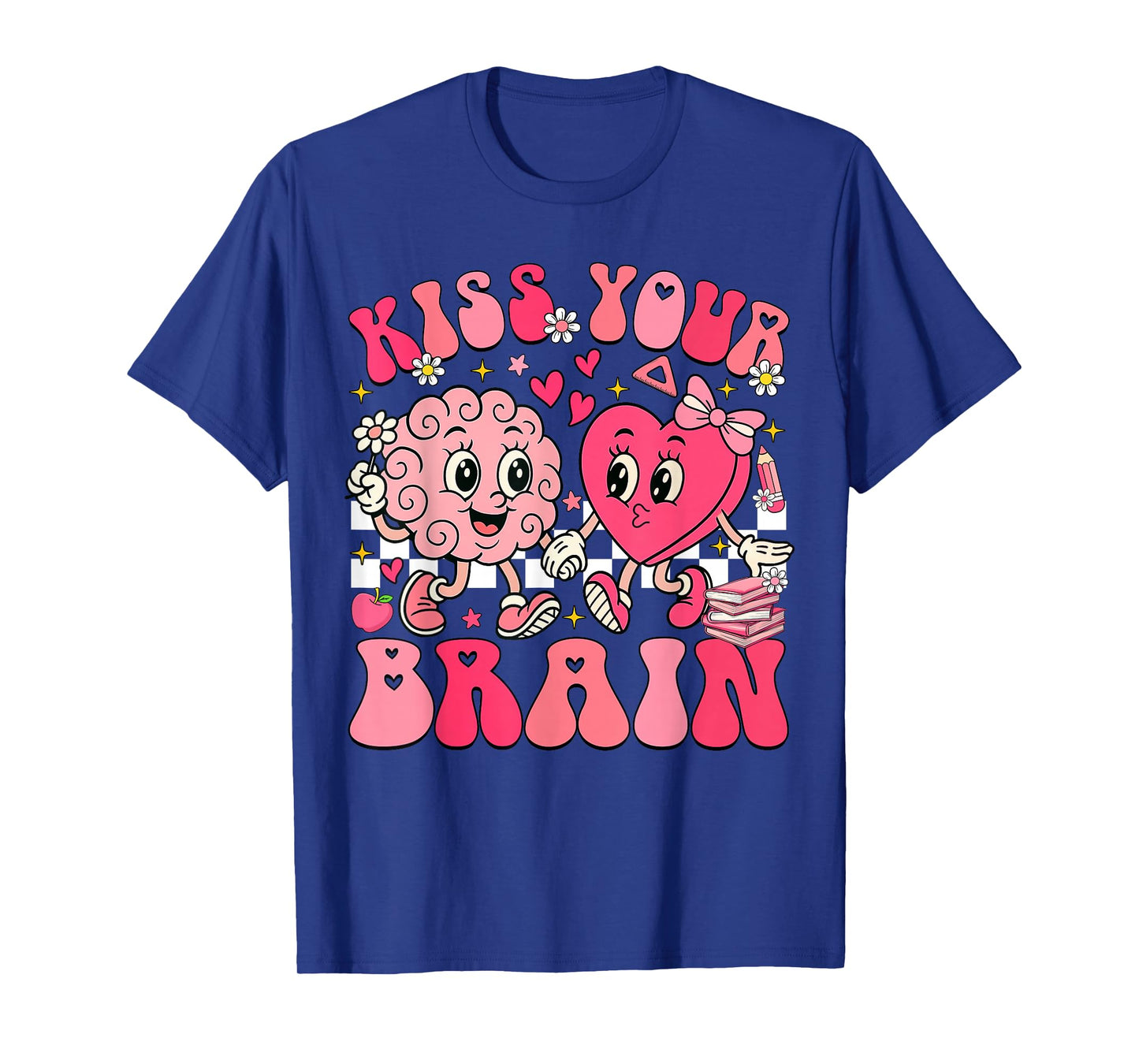 Kiss Your Brain Retro Valentines Day Teacher Squad Heart Kid T-Shirt