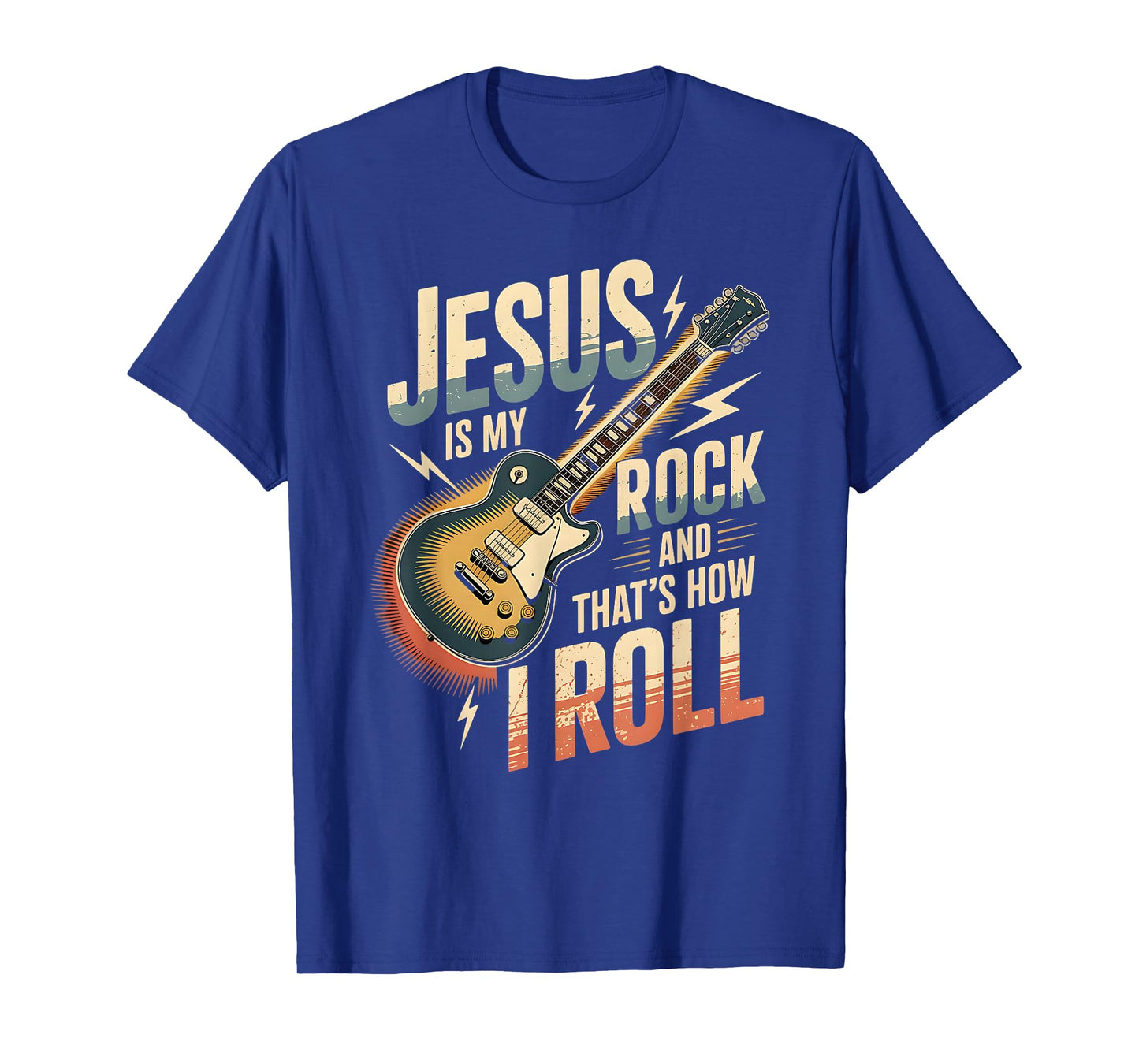 Jesus is My Rock and That is How I Roll Christian Guitar T-Shirt