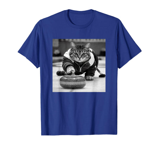 Funny Cat Sports Winter Curling Vintage Games Cats Lover T-Shirt