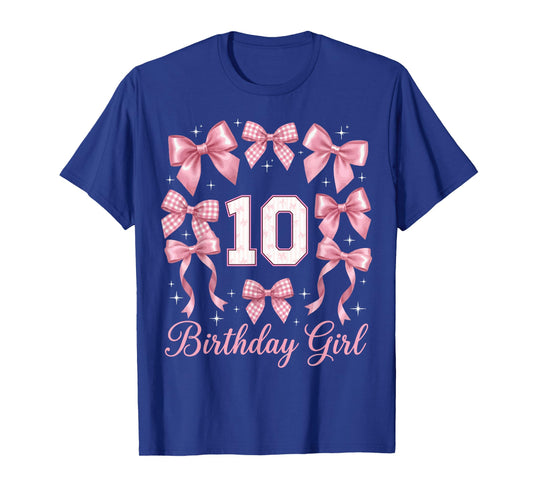 10th Birthday Shirt Girls Coquette Bow Ten 10 Year Old T-Shirt