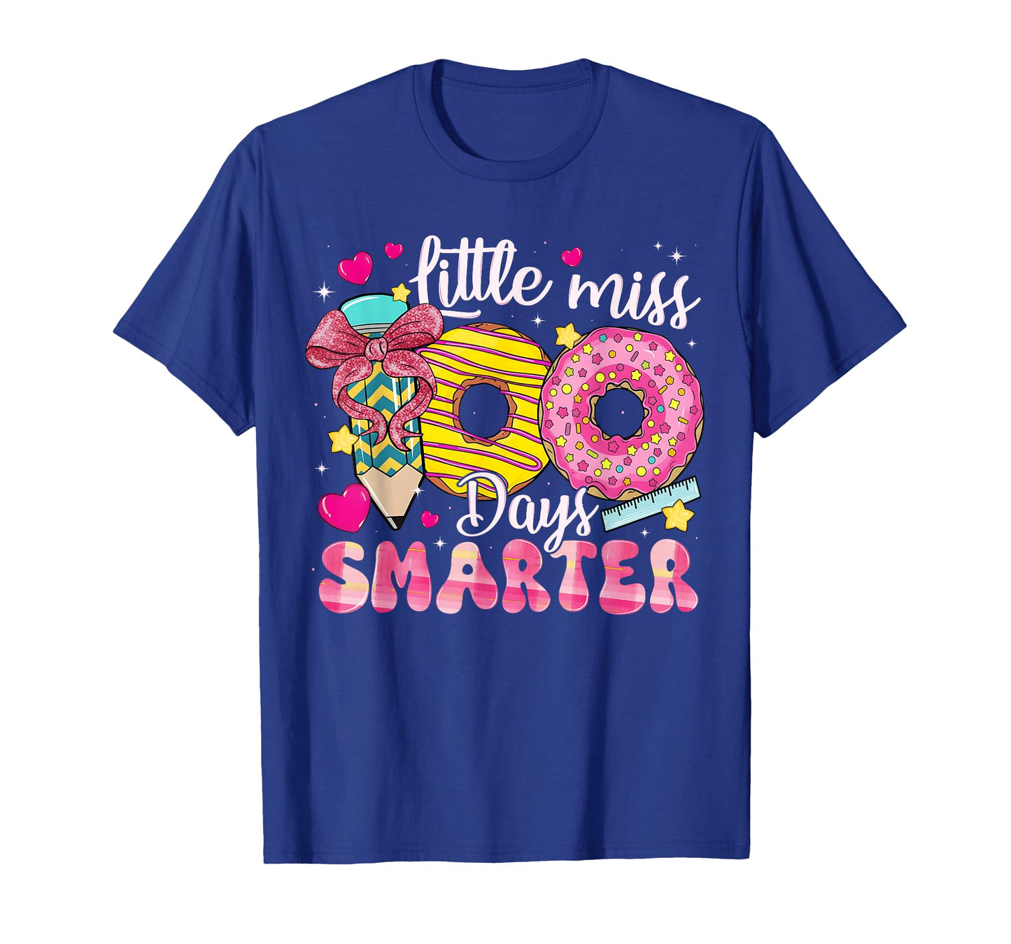 Little Miss 100 Days Smarter Donut 100th Day of School Girl T-Shirt