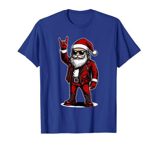 Retro Rock Music Gift Men Kids Women Funny Santa T-Shirt