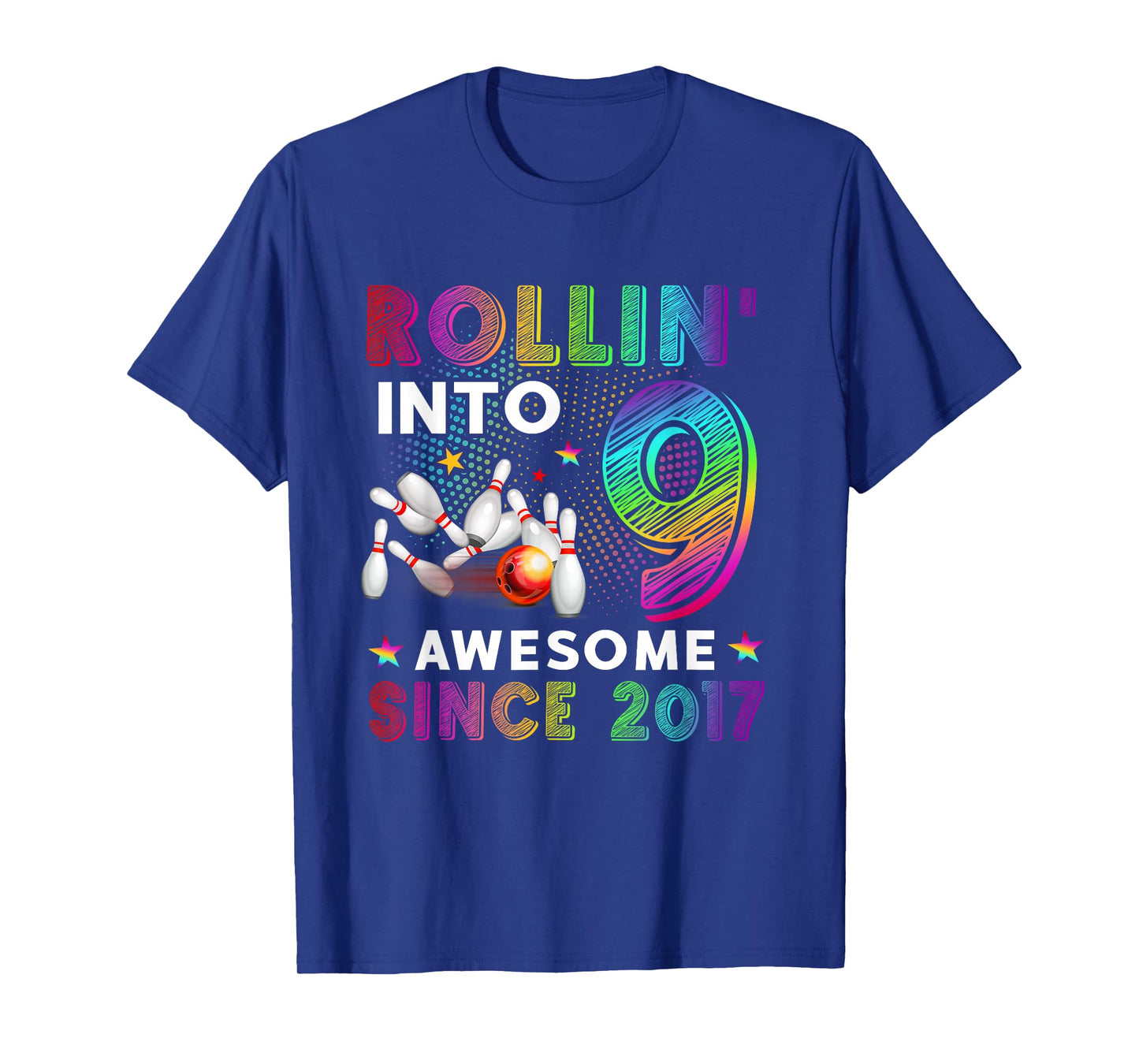 Rollin' into 9 Awesome 2017 Roller Skating 9th Birthday T-Shirt