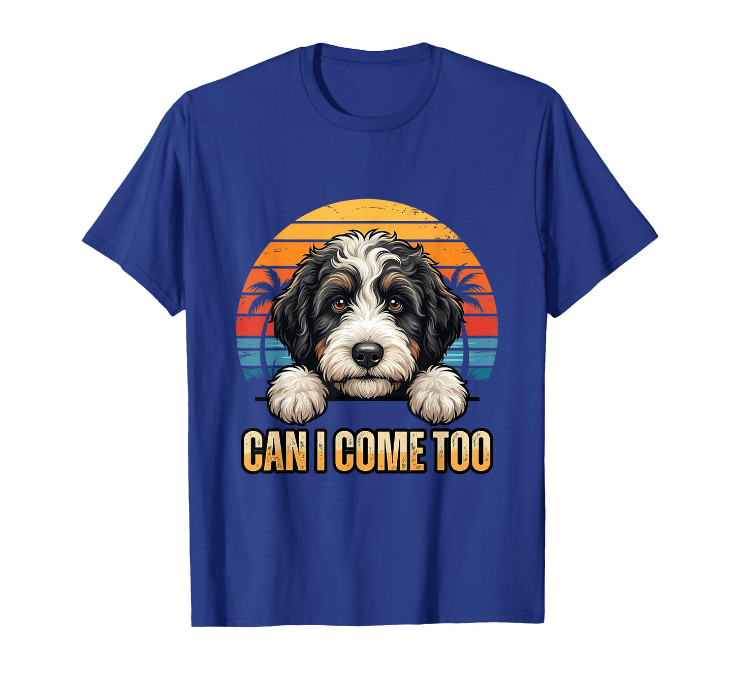 Bernedoodle Peeking Cute Bernedoodle Puppy Art T-Shirt