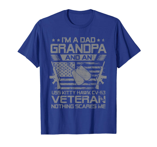 I'm A Dad Grandpa and USS Kitty Hawk CV-63 Veteran Flag USA T-Shirt