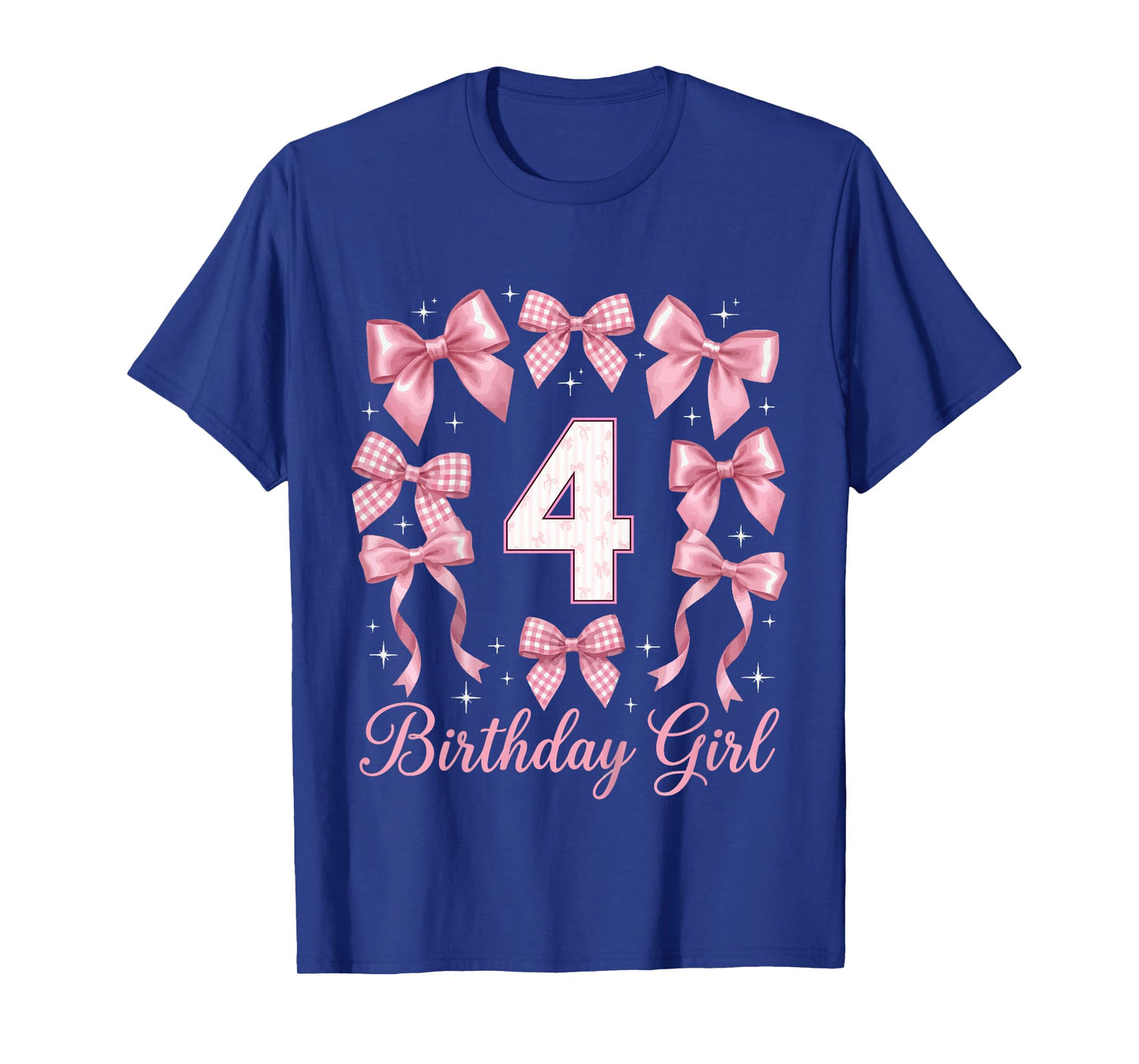 Kids 4th Birthday Shirt Girl Coquette Bow Kids Four 4 Year Old T-Shirt