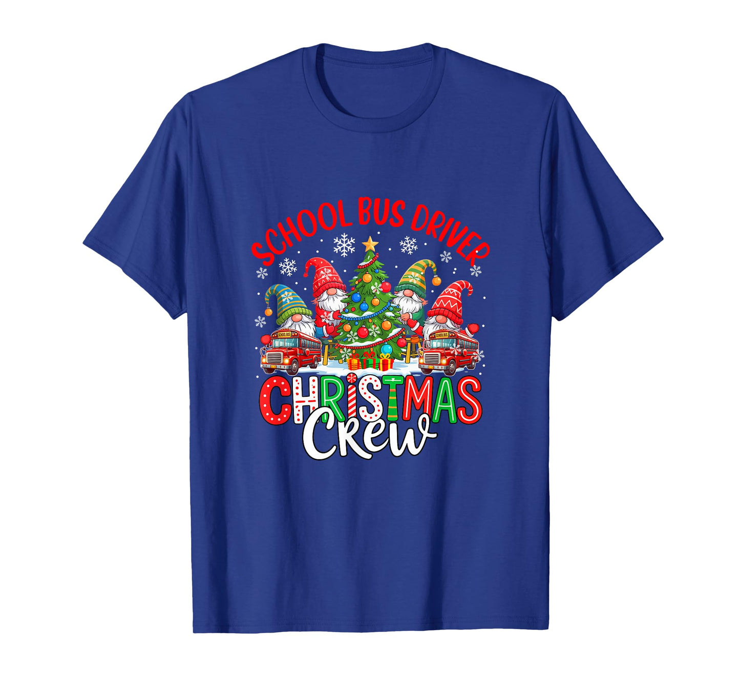 School Bus Driver Christmas Crew Group Gnomes Xmas Tree T-Shirt
