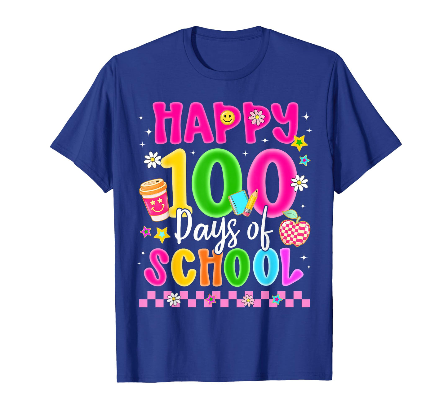 Happy 100 Days of School Coffee Apple Smile Coffee Teacher T-Shirt