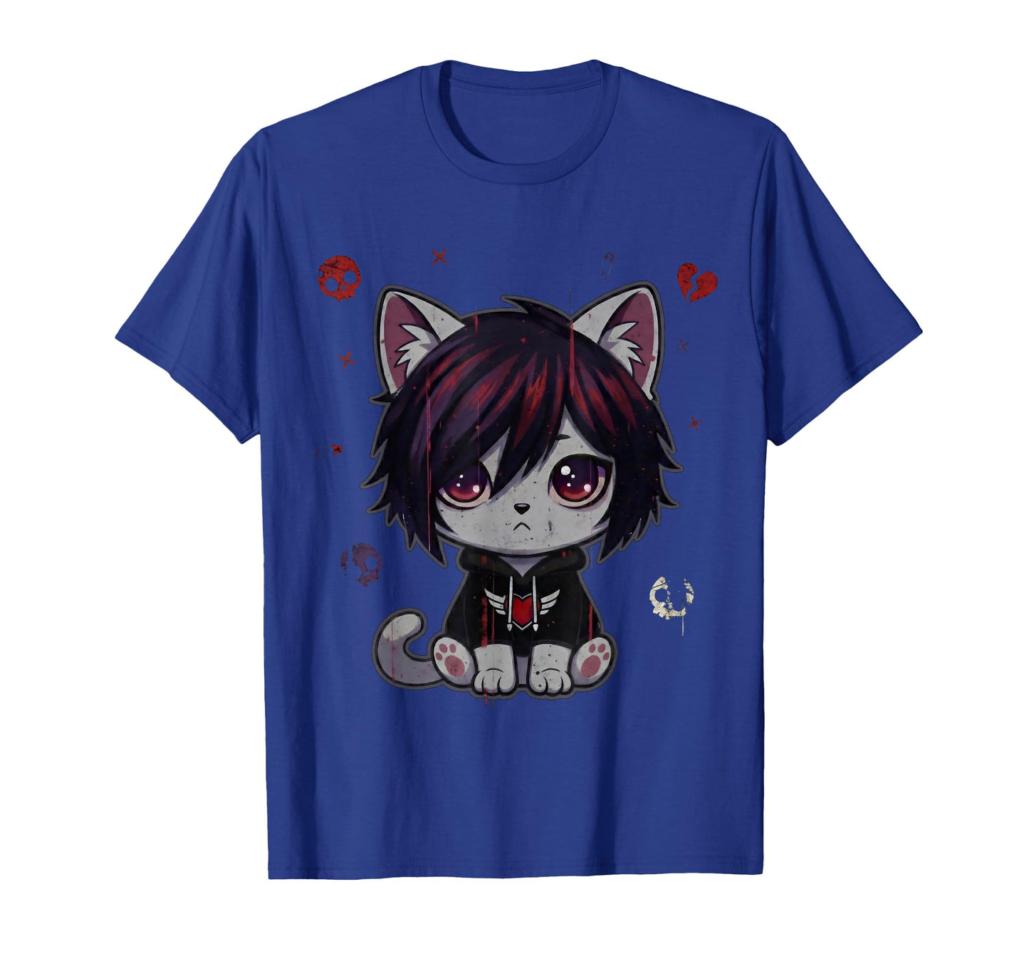 Goth Girl Emo Gothic Cat, Punk Dark Music Grunge Cute Kitty T-Shirt