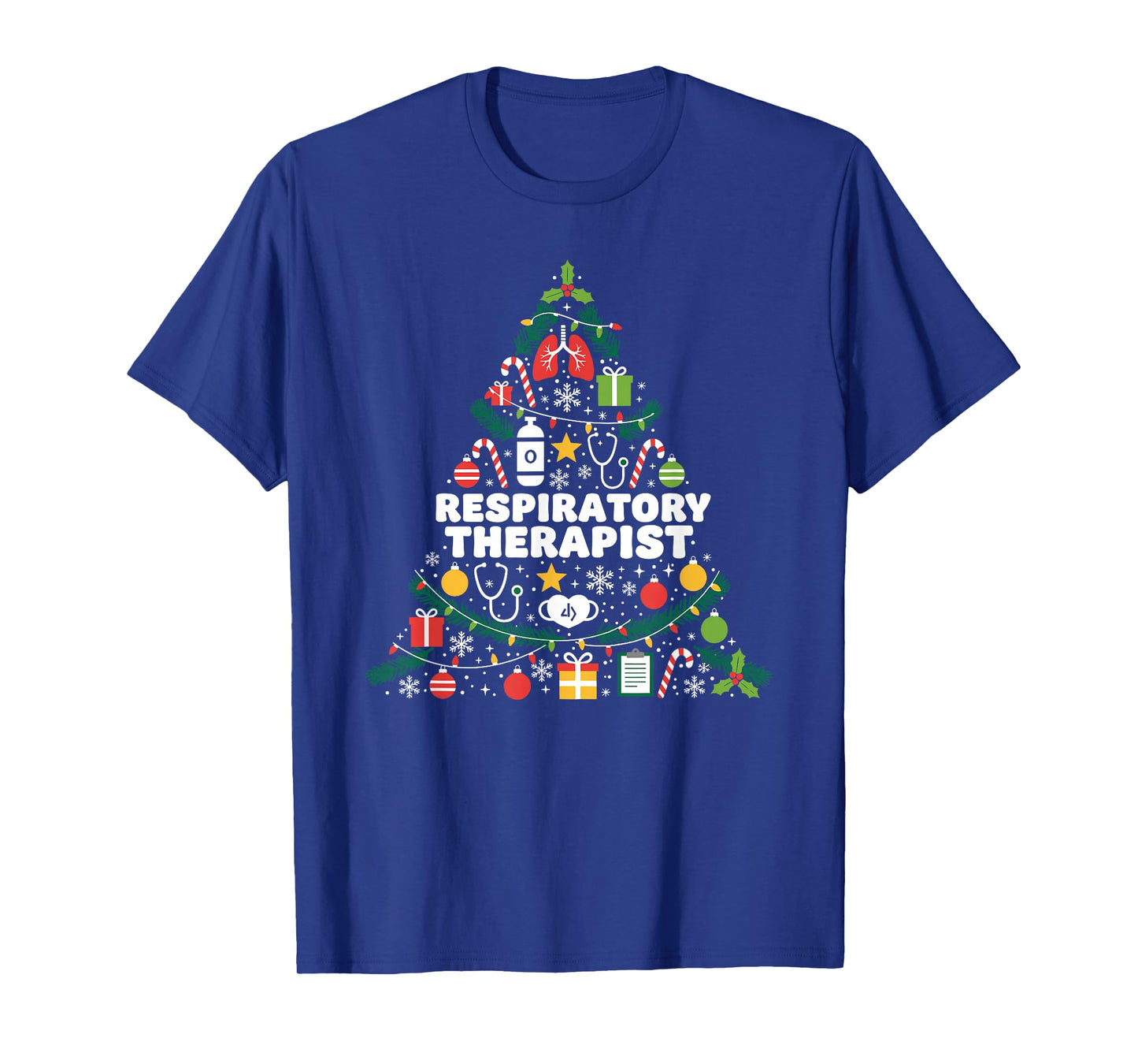 Respiratory Therapist Christmas Tree Lights Womens Mens T-Shirt