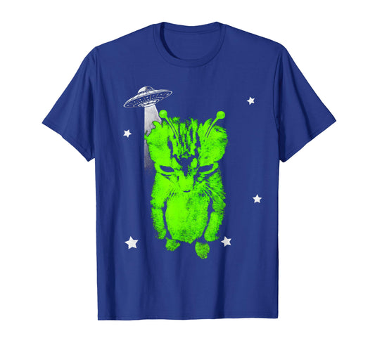 Alien Cat Meme UFO Vintage Graphic Tee Y2K Funny Silly Cat T-Shirt