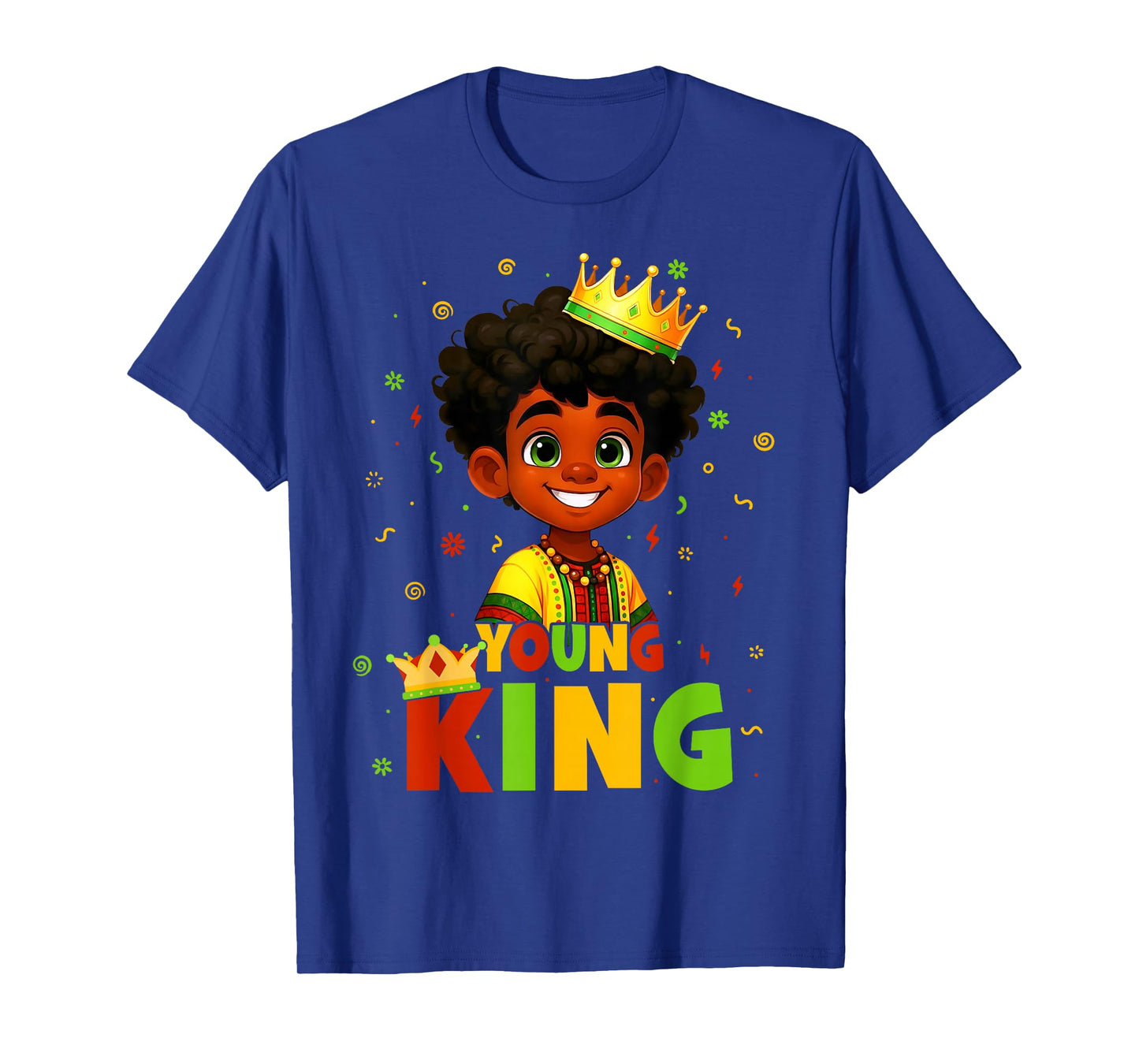 Black History Month Black Young King Afro Hair Kid Boys Men T-Shirt