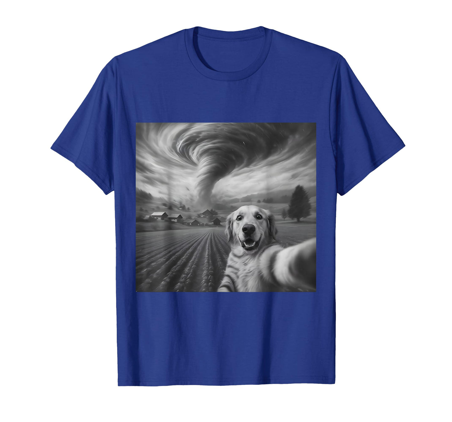 Dog Selfie with Tornado Storm Funny Dog Meme Humor T-Shirt T-Shirt