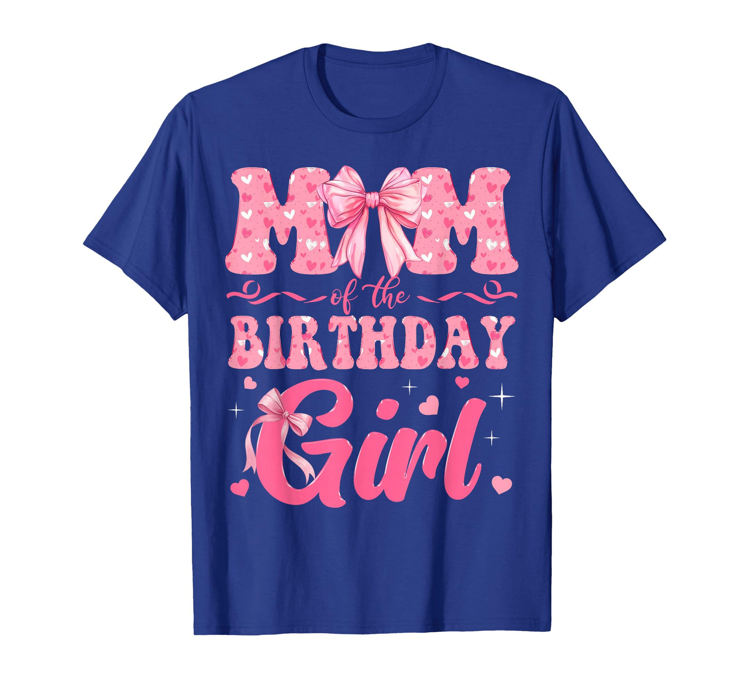Mom of The Birthday Girl Family Pink Coquette Bow T-Shirt