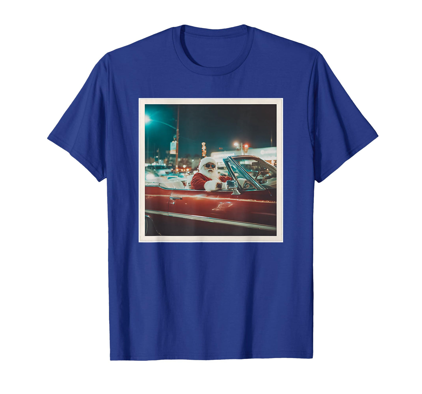 Santa Driving Convertible Car Cool Christmas T-Shirt