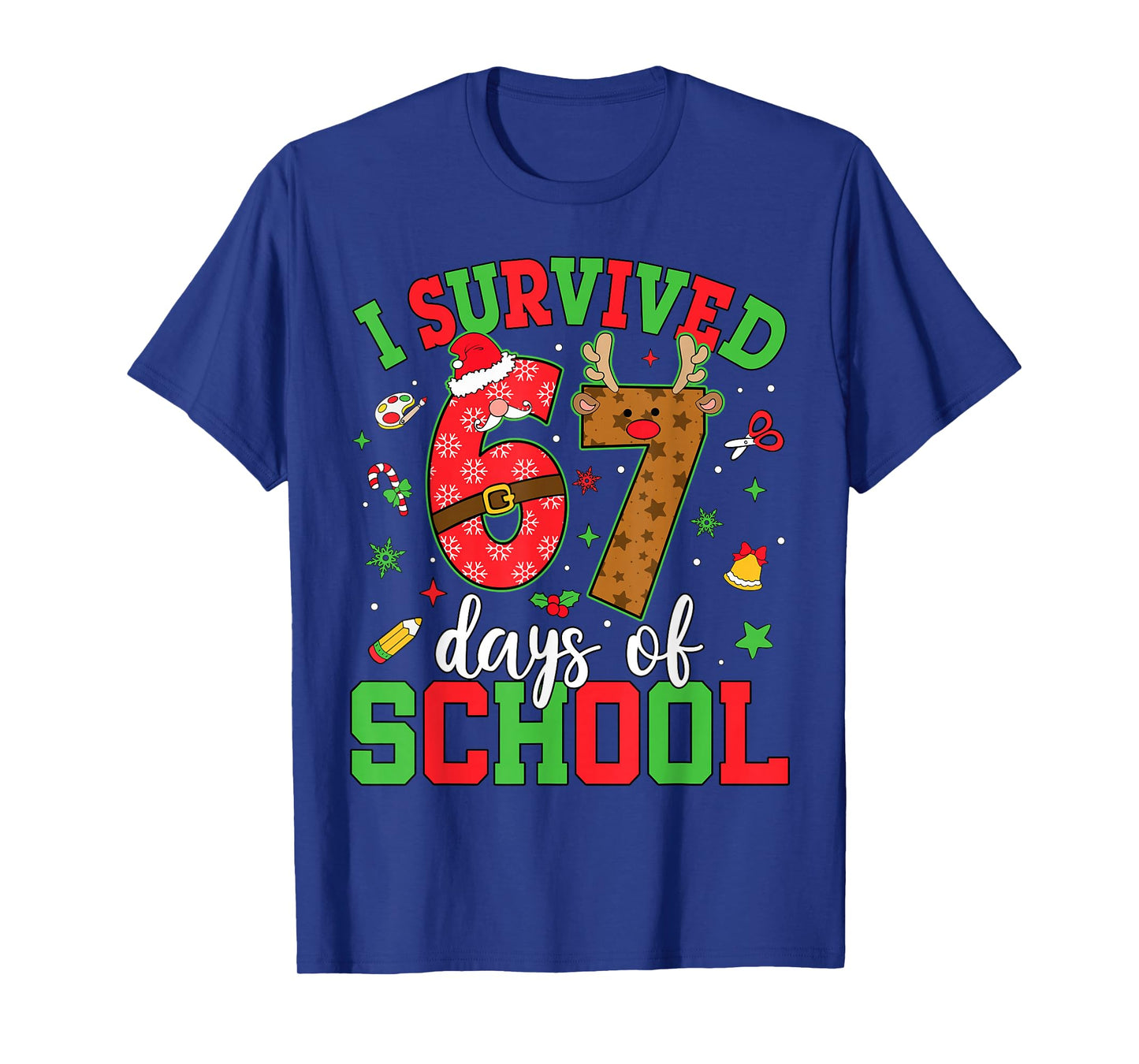 Happy 67th Day of School Funny Christmas 67 Meme Six Seven T-Shirt