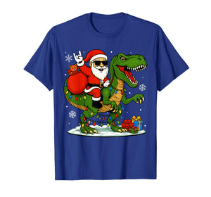 Funny Santa Riding Dinosaur T rex Christmas Santa Dinosaur T-Shirt