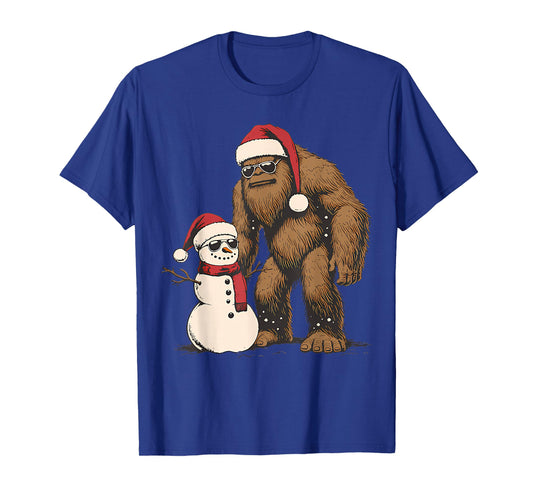Santa Bigfoot Christmas Tree Xmas Lights Boys Men Sasquax T-Shirt