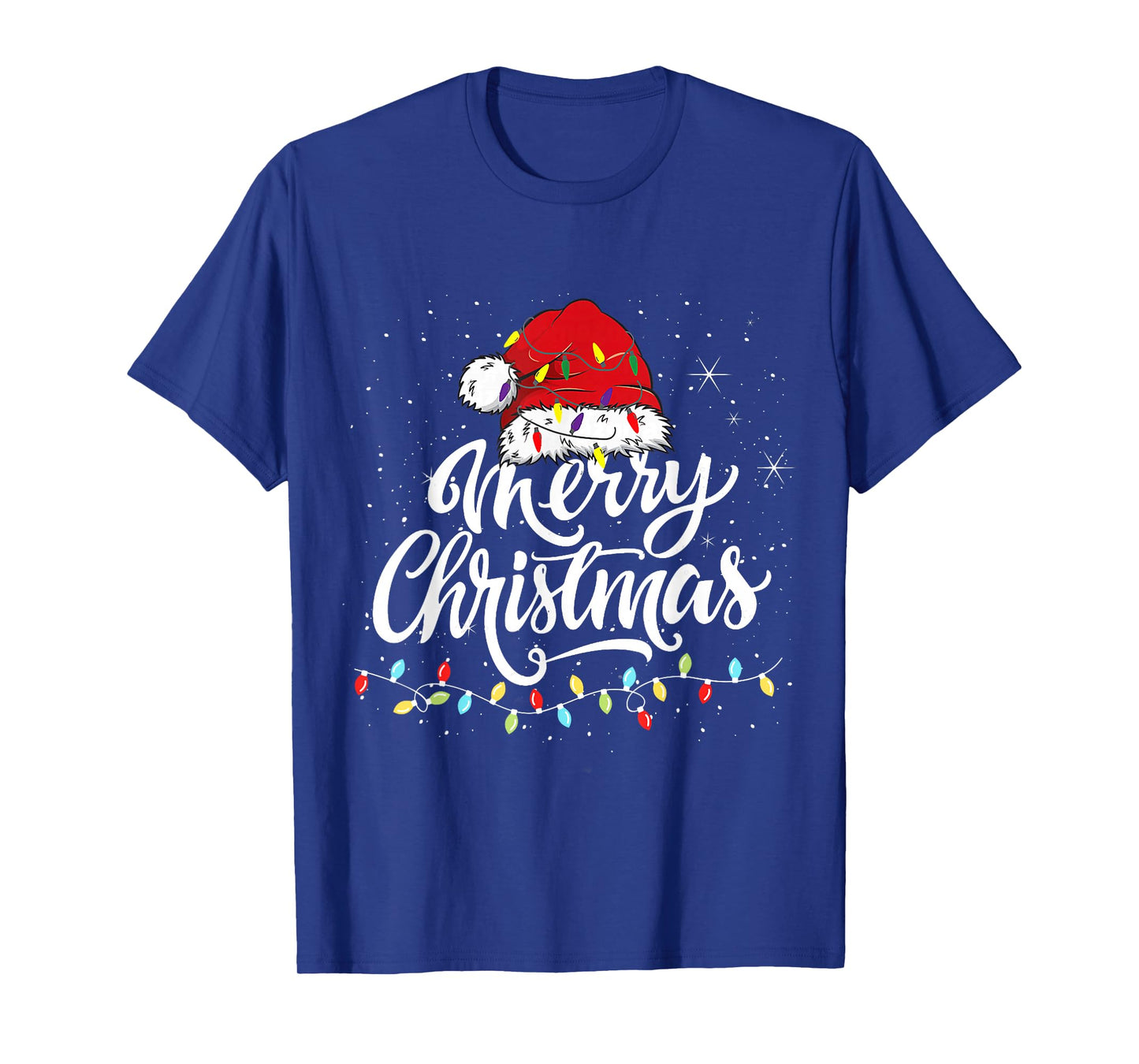 Merry Christmas Lights Santa Hat Xmas Family Matching Pajama T-Shirt