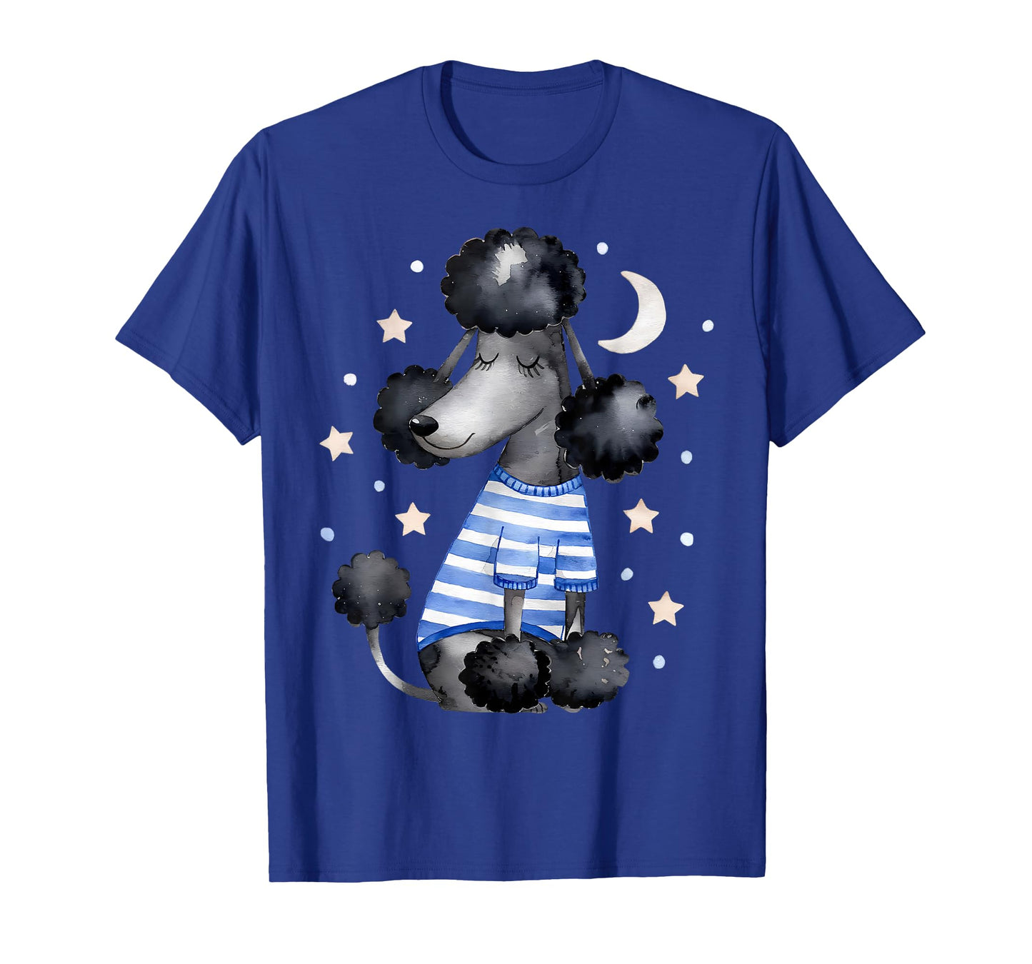Sleepy Black Poodle Stars and Moon Dog Lover Sleeping Pajama T-Shirt