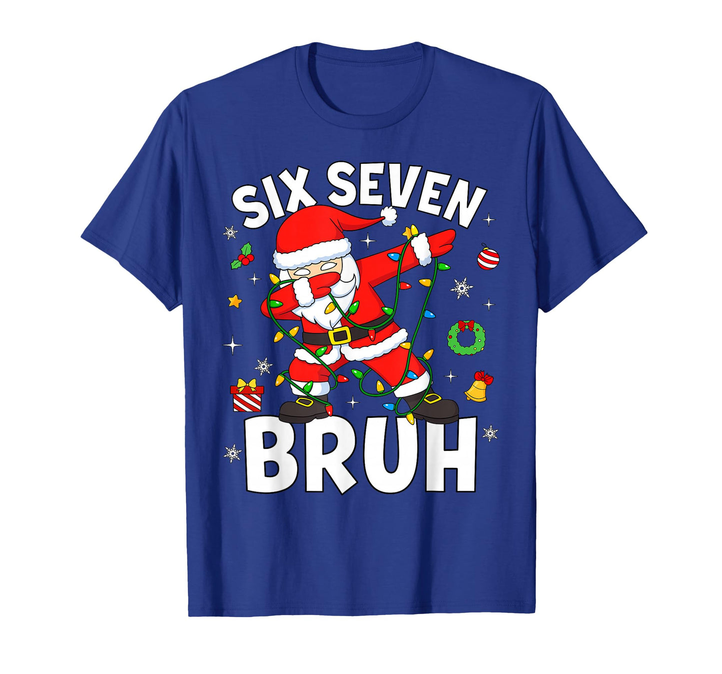 Six Seven 67 Gen Z Alpha Meme Bruh Christmas Dabbing Santa T-Shirt