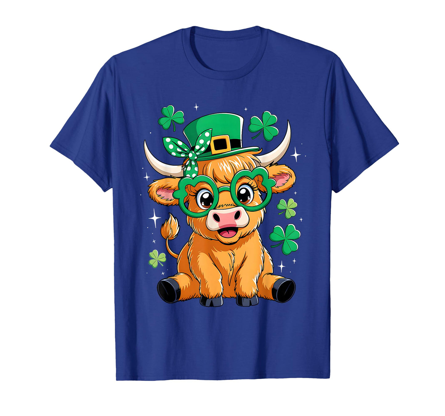 Highland Cow St Patrick Day Funny Shamrock Irish Cow Lover T-Shirt