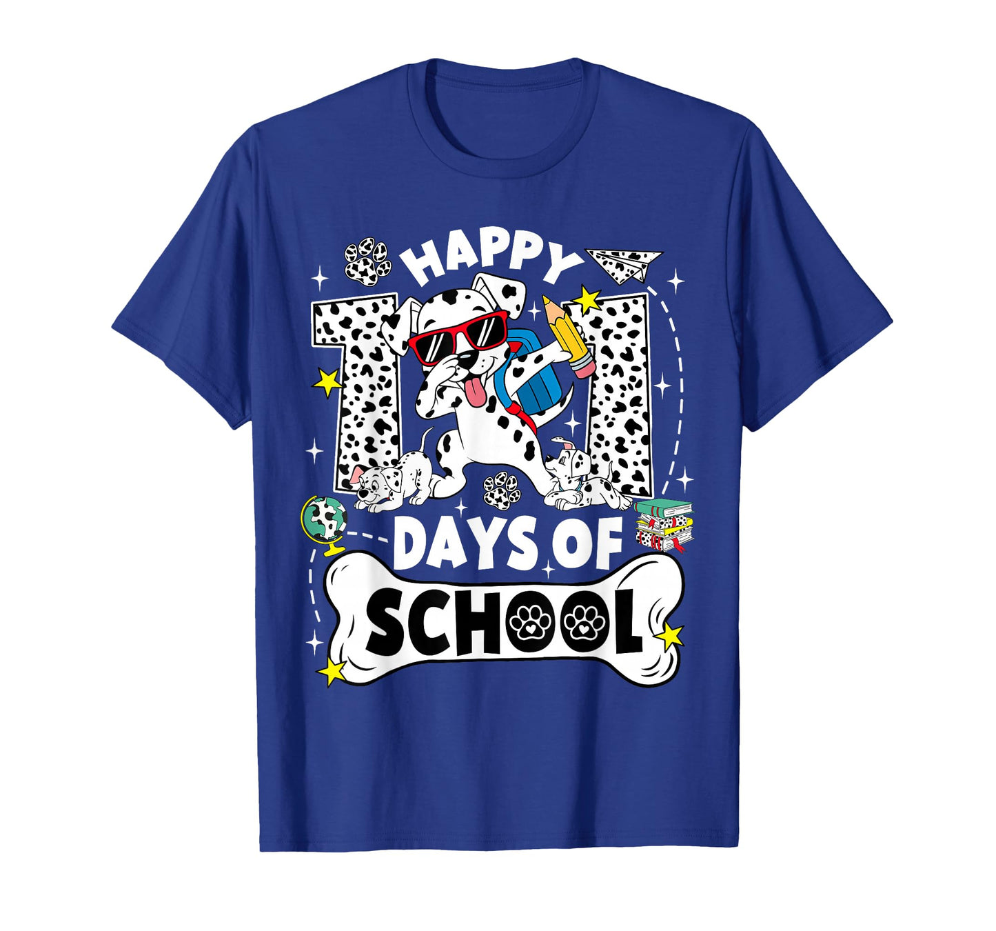 Happy 100 Days of School Dabbing Dalmatian Dog 100 Days Kids T-Shirt