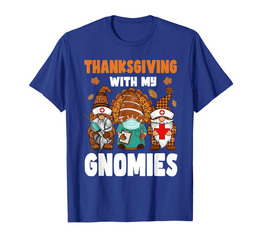 Thanksgiving Women gnome Fall Leopard Turkey RN Nurse T-Shirt