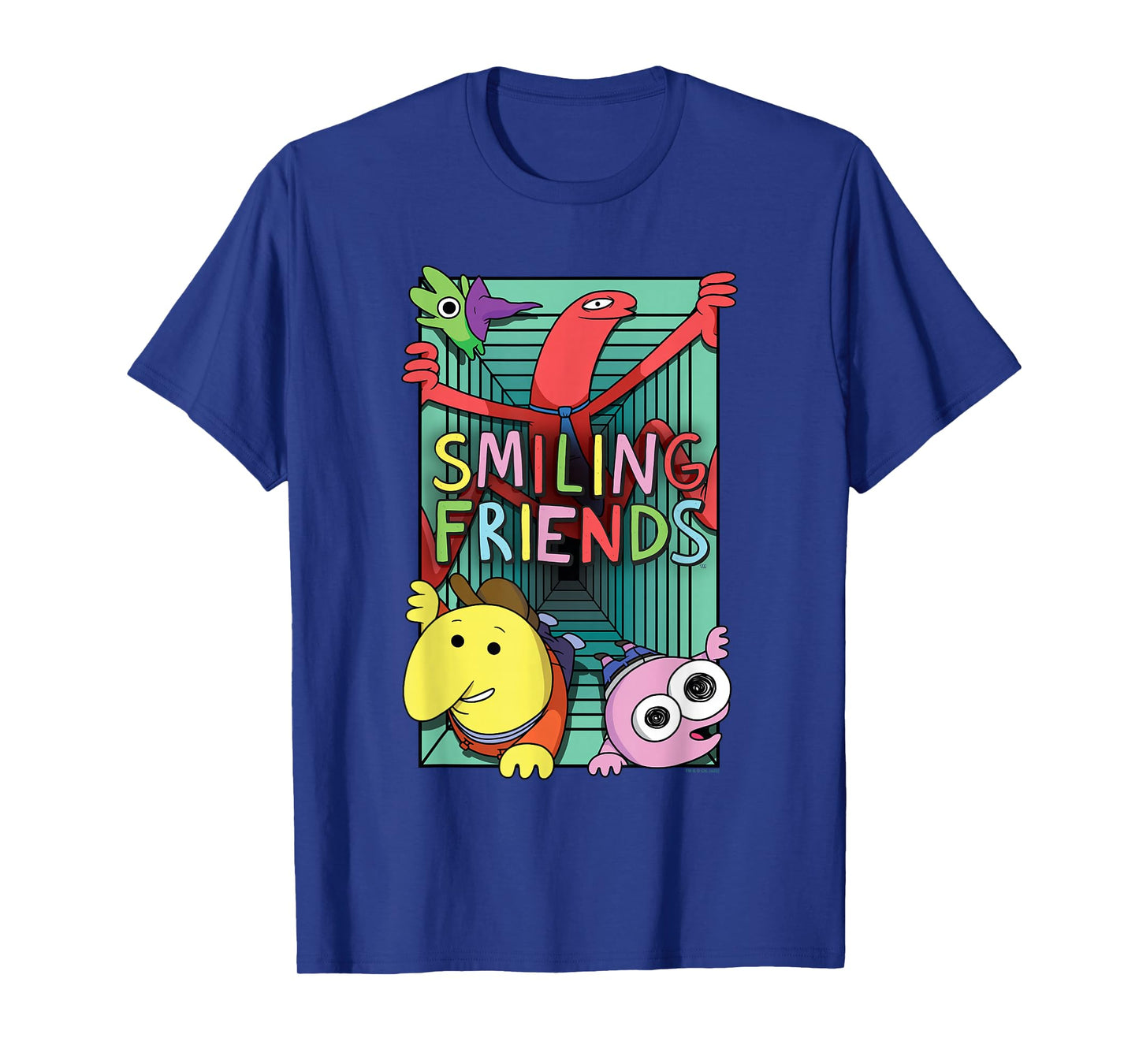 Smiling Friends Crawling Character Collage Cartoon T-Shirt